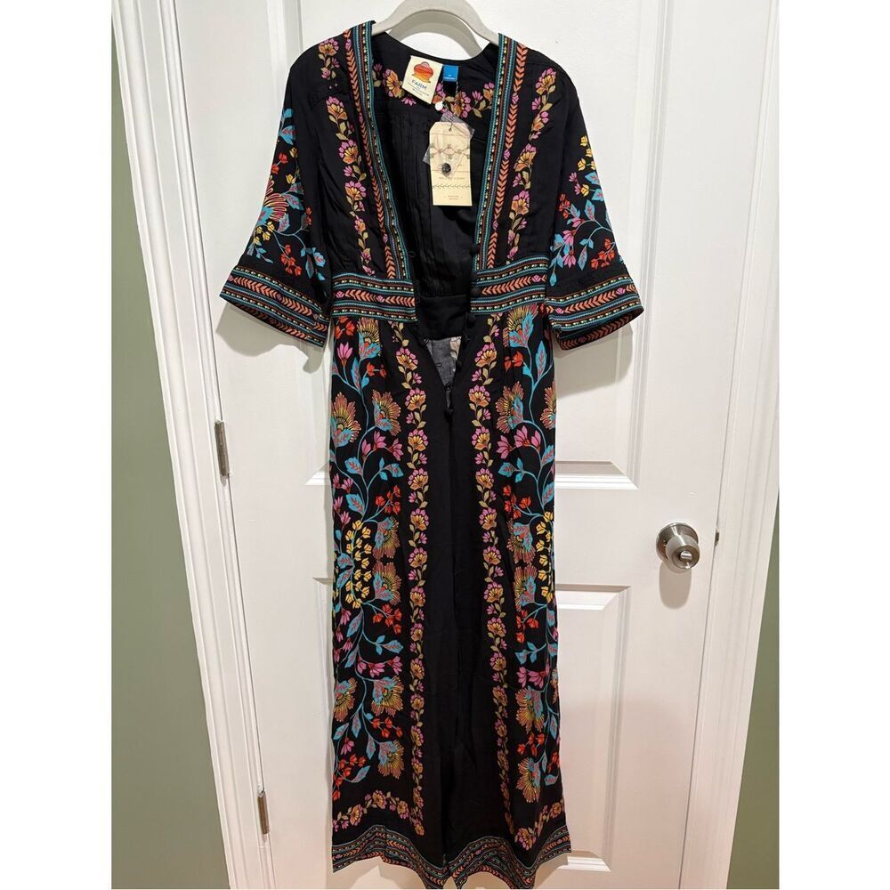 FARM Rio Black Floral-Embroidered Jumpsuit - Picture 4 of 6